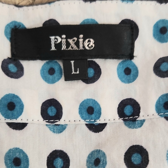 Pixie Womens L Sleeveless Silk Blend Shift Dress Polka Dot 2 Pocket Square Neck - Picture 6 of 7